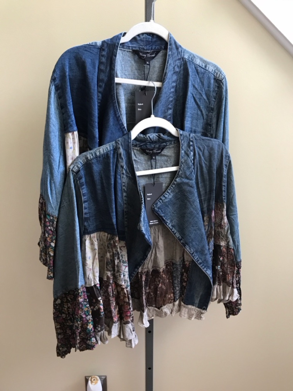 YOUNG THREADS NWT Jacket Denim plaid Gauze Pattern Size Xlarge
